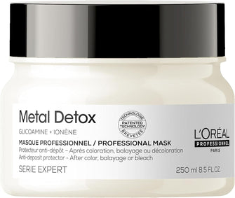 LOral Professionnel Metal Detox Hair Mask, Protects Coloured Hair From Damage, For Smooth, Strong & Shiny Looking Hair, Rich & Creamy Texture, Serie Expert, 250 ml