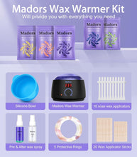 Madors Waxing Kit for Women Heating Ring Wax Warmer Wax Kit for Hair Removal Intelligent Temperature Control Wax Machine with Hard Wax Beads Target for Full Body at Home (Purple)