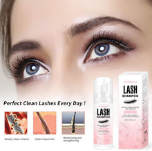 Lash Shampoo for Eyelash 60ML + Brush & Mascara Wand Eyelid Foaming Cleansing, Extension Cleanser Remover,Makeup Remover,Salon and Home Use