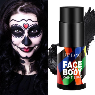 Afflano Black Face Body Paint Stick Makeup, Cream Blendable Painting Sticks, Halloween Make up SFX Special Effects Clown Zombie Vampire Skeleton Cosplay Costume Parties Face Body Painting, 01 Black