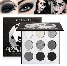 DELANCI PANDA Black Smokey Eyeshadow Palette Makeup,9 Colors Black Silver Gray White Eyeshadow Makeup Palette,HighlyPigmented Gothic Makeup Matte Glitter Eyeshadow Palette for Girls and Women