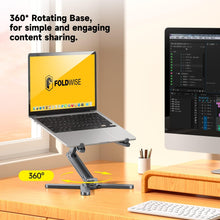 FoldWise X Laptop Stand for Desk - 100% Aluminum, 360 Rotating Base, Foldable, Adjustable Height & Angles Laptop Riser - Sturdy & Portable MacBook Stand, Computer Holder for 11-18