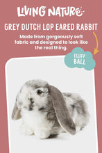 Living Nature Grey Dutch Lop Eared Rabbit Stuffed Animal Plush Toy  Fluffy Soft Toy Gift for Kids  Boys and Girls Doll  Naturli Eco-Friendly  26 cm