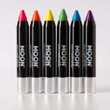 Moon Glow - Neon UV Face Paint Stick / Body Crayon makeup for the Face & Body - Intense set of 6 colours - Glows brightly under UV lighting