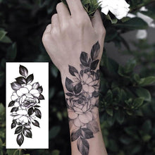 Nirbffo 21Sheets Black Temporary Tattoos Rose Sexy Realistic Body Art Rose Flower Fake Tattoo Stickers Waterproof Lasting Fake Tattoos for Women Girls