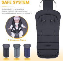 Orzbow Universal Footmuff for Pushchair,Winter Cosy Toes for Pram Liner,Waterproof Windproof Warm Polar Fleece Lined for Newborn Stroller (Black)