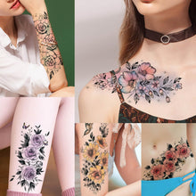 GLARYYEARS Flower Temporary Tattoo for Women, 12 Pack Big Fake Realistic Tattoos, Long-lasting Beautiful 3D Floral tattoos, Makeup on Half Arm Leg Body Thigh