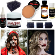 Halloween Makeup Halloween Liquid Latex Special Effects SFX Makeup Kit Fake Scar Wound Modeling Skin Wax with Spatula, Fake Blood Gel Scar Wax Kit SFX Make up for Halloween Cosplay