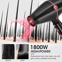 Ionic Hair Dryer 2400W, Professional Hairdryer with 2 Speed, 3 Heat Setting, Fast Drying Blow Dryer with Diffuser Nozzle, Concentrator Comb for Home Travel Salon