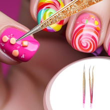 Ouligay 2Pcs Double Ended Nail Art Tweezers for Women Stainless Steel Tweezer Straight Curved Tip Tweezers with Silicone Pressing Head for Nail Crafts Rhinestone Stickers Jewel Gem Picker Tool