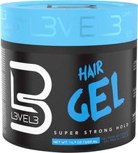 L3VEL3 Super Strong Hair Gel - Creates Sleek, Long Lasting Hairstyles - Gives Volume and Adds Shine - Water Based and Flake Free Formula - Clean and Refreshing Scent - Rinses out Easily - 500 ml