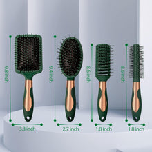 Hair Brush Set Anti Static Massage Oval Comb Round Hair Brush Vent Hair Brush Detangling Brush Paddle Brush for Women Men Green