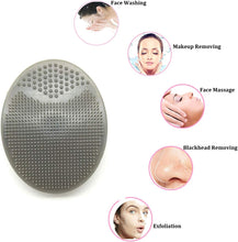 HieerBus Facial Cleansing Brush,Soft Silicone Face Scrubber,Facial Exfoliation Scrub for Massage Pore Cleansing Blackhead Removing Deep Scrubbing for All Kinds of Skins (2ed-White + Grey)