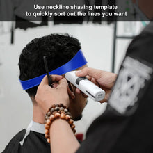 Neckline Shaving Template, Flexible Curved Silicone Haircut Band Hair Cutting Guide Haircut Fade Band Men's Haircut Band Hair Trimming Guide for Man DIY Haircut (Blue)