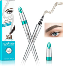 EHIOG Eyebrow Pencil, Microblading Waterproof Eyebrow Pen, Eye Brow Makeup Tool Eyebrow Pencil with 4 Micro-Fork Tip Long-Lasting Brow Tint, for Natural Eyebrow Hair Makeup-02DarkBrown