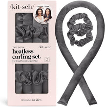 Kitsch Satin Heatless Curling Set - Heatless Curlers Headband for Short Hair & Long Hair  Overnight Heatless Hair Curlers  No Heat Hair Curlers for Heatless Curls  Hair Wrap Curler (Charcoal)