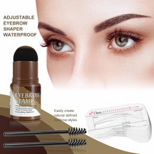 Eyebrow Stamp Stencil Kit - Professional Adjustable Waterproof Long Lasting Buildable Eyebrow Powder Stamp Makeup Tools with 10 Styles Reusable Eyebrow Stencils, 2 Eyebrow Pen Brushes (Dark Brown)