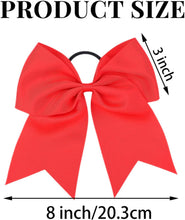 Jeffan 2 Pieces 8 Inch Large Ribbon Bows Hair Ties School Girls Red Ribbon for Hair Ponytail Holders Hair Styling Accessories (Red)