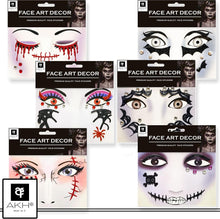 AKH Ladies Halloween Face Stickers  Glitter Face Tattoo Stickers with Gems Jewels Diamante Stones  temporary tattoo face gems for Makeup Masquerade Costume  Horror Scary Face Art (Pattern F)