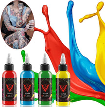 14 Piece Tattoo Ink Set, 14 Colour Pigment Set,Ink Tattoo Supplies, Permanent Supplies, 1oz (30ml/Bottle), for 3D Makeup and Cosmetic Tattoo Enthusiasts.