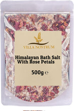 Himalayan Bath Salt with Dried Rose Petals 500g  Relaxing, Resealable Pouch