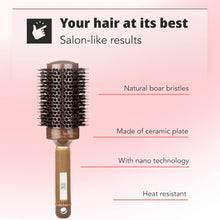 H&S Round Hair Brush Blow Dry Drying Boar Bristle 53mm Large Round Barrel Nano Technology Ceramic Ionic Hairbrush