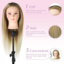 Neverland Beauty Hairdressing Head with Tripod 26" Hair Training Head Hairdressing Practice Mannequin Manikin Doll Gradient Axe Makeup with Tripod + Hair Styling Braid Accessoires Set