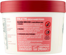 Garnier Fructis Hair Food Goji Sticks 3 in 1 Nutrient Mask with Vegan Formula for Coloured Hair, 390 ml