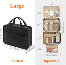 Lifewit Travel Toiletry Bag, Large Hanging Makeup Bag Organizer for Women, Transparent Travel Cosmetic Bag with Hanging Hook for Full Size Bottles, Vacation Essentials, Large, Black