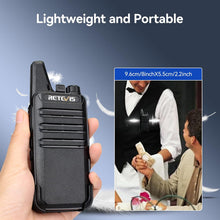 Retevis RT622 2 Way Radio, PMR446 Professional Walkie Talkie Mini Long Distance, Clear Sound, VOX Hands Free, Walkie Talkie Rechargeable, Hiking, Gifts (Black,1 Pair)