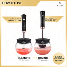 KURO Makeup Brush Cleaner and Dryer Machine Gift Box  Fast, Automatic & Deep Cleaning  2x Premium Travel Pouches Included Free  Makeup Brushes Clean Tools