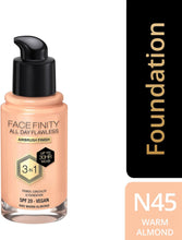 Max Factor Facefinity 3-in-1 All Day Flawless Liquid Foundation, SPF 20 - 45 Warm Almond, 30 ml