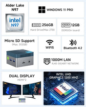 GMKtec Mini PC N97 with 11 Pro, G5 Micro Desktop Computer, 12th Gen Intel Alder Lake N97 (up to 3.60GHz) 12GB DDR5 256GB SSD, USB3.2  3/HDMI2 for Business, School, Office, Micro CP