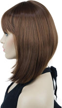 Lydell 10" Short Straight Bob Hair Wigs with Bangs Synthetic Hair Cute Wigs (30 Medium Auburn)