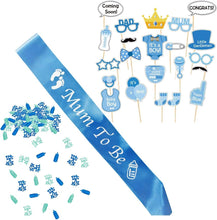 Boy Baby Shower Set and Mum to Be Party Decorations, Mummy to Be Blue Satin Sash, Baby Boy Photo Booth Props, It's a Boy Confetti Mix. Accessories Baby Shower Supplies
