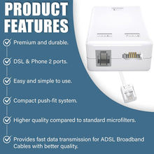 ASNQ ADSL Filter - Microfilter for Phone/Broadband BT Plug to RJ11 Connector - Broadband Filter for BT Sky Talktalk - BT Microfilter for Modem Telephone Fax - Internet and Telephone Splitter