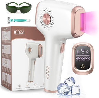 IPL Hair Remval Device with Ice Cooling Function,999999 Flashes 9 Level Painless Long Lasting Hair Remover System for Facial,Bikini,Body