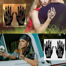 14 Pieces Hand Shape Temporary Tattoo Stencil kit, Indian Arabian Self Adhesive Reusable Glitter Tattoo Templates Tattoo Sticker for Women Girls