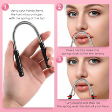 2 Pieces Facial Hair Remover Spring Eyebrow Face Epilator Threading Tool Remove Hair from Upper Lip, Chin, Cheeks and Neck for Women Girls or Men (Black)