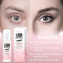 Lash Shampoo for Eyelash 60ML + Brush & Mascara Wand Eyelid Foaming Cleansing, Extension Cleanser Remover,Makeup Remover,Salon and Home Use