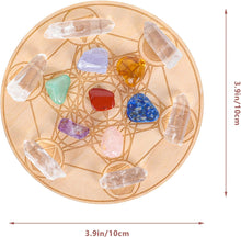 Lurrose Seven Chakra Crystal Set with Wooden Board Healing Stones Set Tumbled Stones Decorative Stone Ornament for Reiki Chakra Meditation Therapy