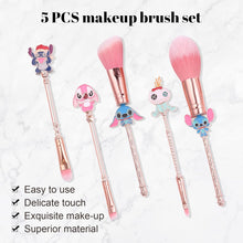 [5 Pcs] Stitch Makeup Brush Set, Lilo and Stitch Gifts Cosmetic Brushes for Powder Eyeshadow Blushes Lips,Portable Kawaii Makeup Brush Set, Stitch Gifts for Girl Women