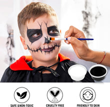 Halloween Cosplay SFX Makeup Black + White Face Body Paint Skeleton Ghost Joker Clown Skull Corpse Cosplay Costume Accessories Special Effects Makeup Kit Full Coverage Skin Paints for Adults