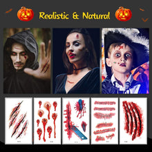 Halloween Zombie Scars Stickers, BIBURY 281 Pcs Face Stickers Fake Scab Blood Body Makeup Props Waterproof Temporary Tatoos for Party and Cosplay (60 Sheets)