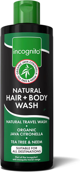 Incognito Java Citronella Hair Body Wash 200ml - Insect and Mosquito Repellent - Nourishes and Promotes Healthy Strong Hair and Skin - Reduces Dandruff Head Lice - Suitable For Both Men and Women