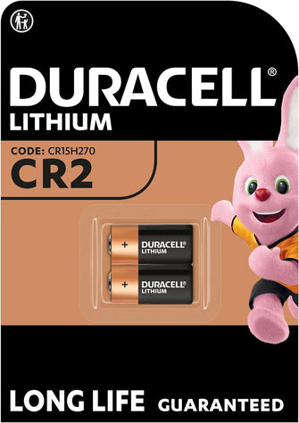 DURACELL CR2 (2 Pack) High Power Lithium Battery 3V (CR15H270)  Long life guarantee  For Alarm Motion Detectors, Thermometers, LED Lights & Electronics  10 Year Storage Guarantee - Leak Prevention
