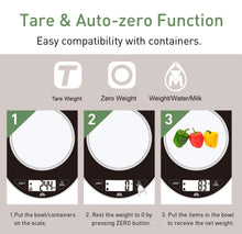 Digital Kitchen Scales Electronic Food Scales with Bowl Liquids in ml and fl. Oz. Tare Function LCD Display Easy Storage