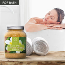 Bath Sea Salt Monoi de Tahiti 1300g - Bath Salts with Coconut Oil and Gardenia Flowers Extract - Bath Soak - Relaxing Bath - Good Sleep - Aromatherapy Bath Salts - Sea Salt Bath