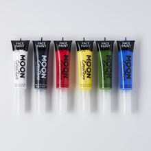 Face & Body Paint with Brush Applicator by Moon Creations - Water Based Face Paint Makeup for Adults, Kids - 15ml - Available in 16 colours (Primary Set)