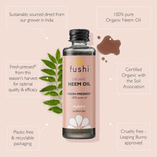 Fushi Organic Neem Oil, Virgin & Fresh-Pressed, Extracted from the Neem Tree, Best for Itchy Scalp, Skin Redness & Irritated Skin, Ethical & Vegan, Manufactured in UK, 50 ml